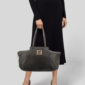 COPY - Fendi Brown Leather Nubuck Chain Handle Tote bag Handbag